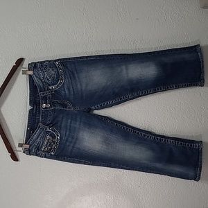 Vigoss The New York Capri Women's Denim Blue Jean Strech Flap Pocket 7/8